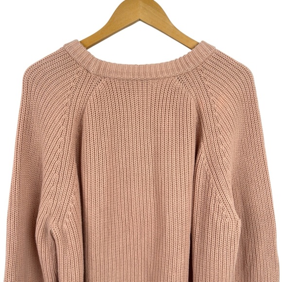 Jenni Kayne Fisherman Knit Sweater In Blush Cotton Oversized Ribbed Crewneck XXL - Picture 8 of 16